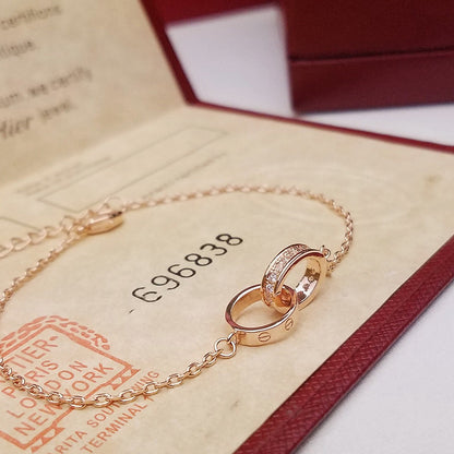 [LORA] LOVE DOUBLE RING HALF DIAMOND BRACELET