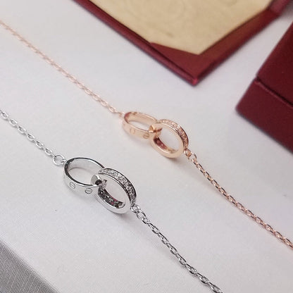 [LORA] LOVE DOUBLE RING HALF DIAMOND BRACELET