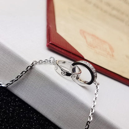 [LORA] LOVE DOUBLE RING HALF DIAMOND BRACELET