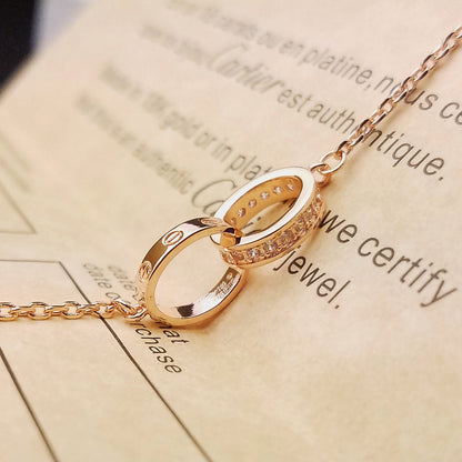 [LORA] LOVE DOUBLE RING HALF DIAMOND BRACELET