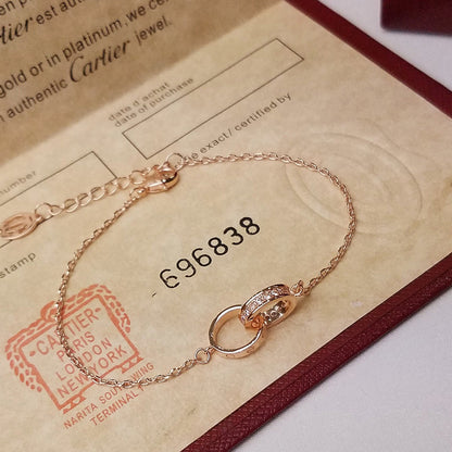 [LORA] LOVE DOUBLE RING HALF DIAMOND BRACELET