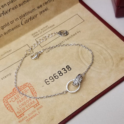 [LORA] LOVE DOUBLE RING HALF DIAMOND BRACELET