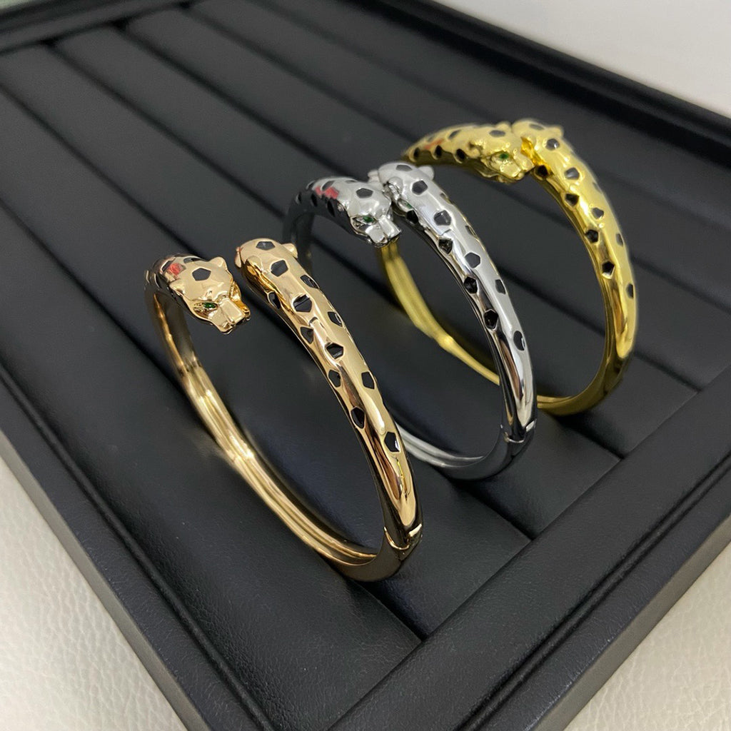 [LORA] PANTHERE DOUBLE HEADED OPEN BRACELET