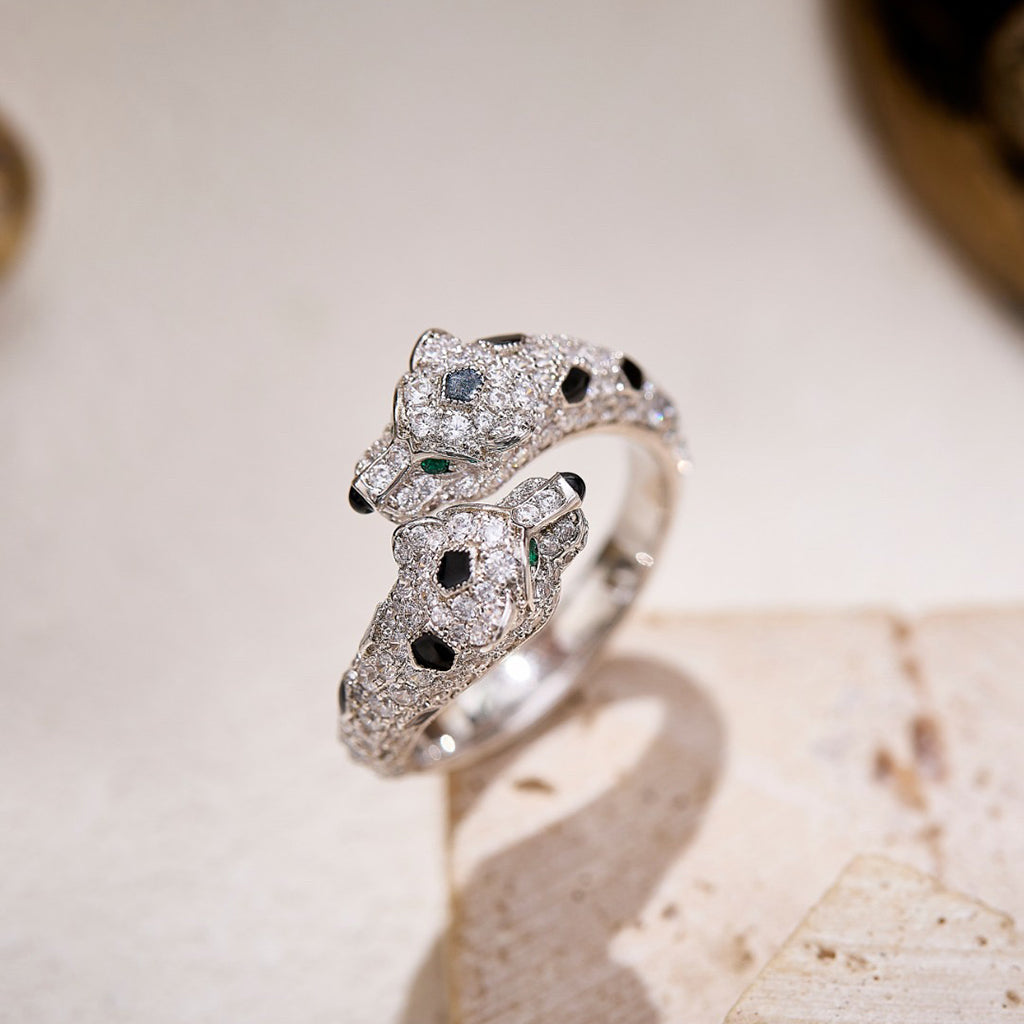 [LORA] PANTHERE DOUBLE HEADED FULL DIAMOND  RING