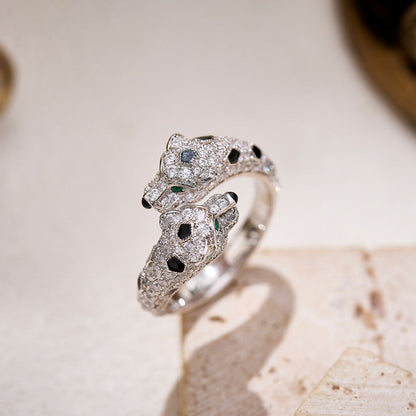 [LORA] PANTHERE DOUBLE HEADED FULL DIAMOND  RING