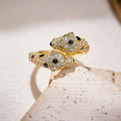 [LORA] PANTHERE DOUBLE HEADED FULL DIAMOND  RING