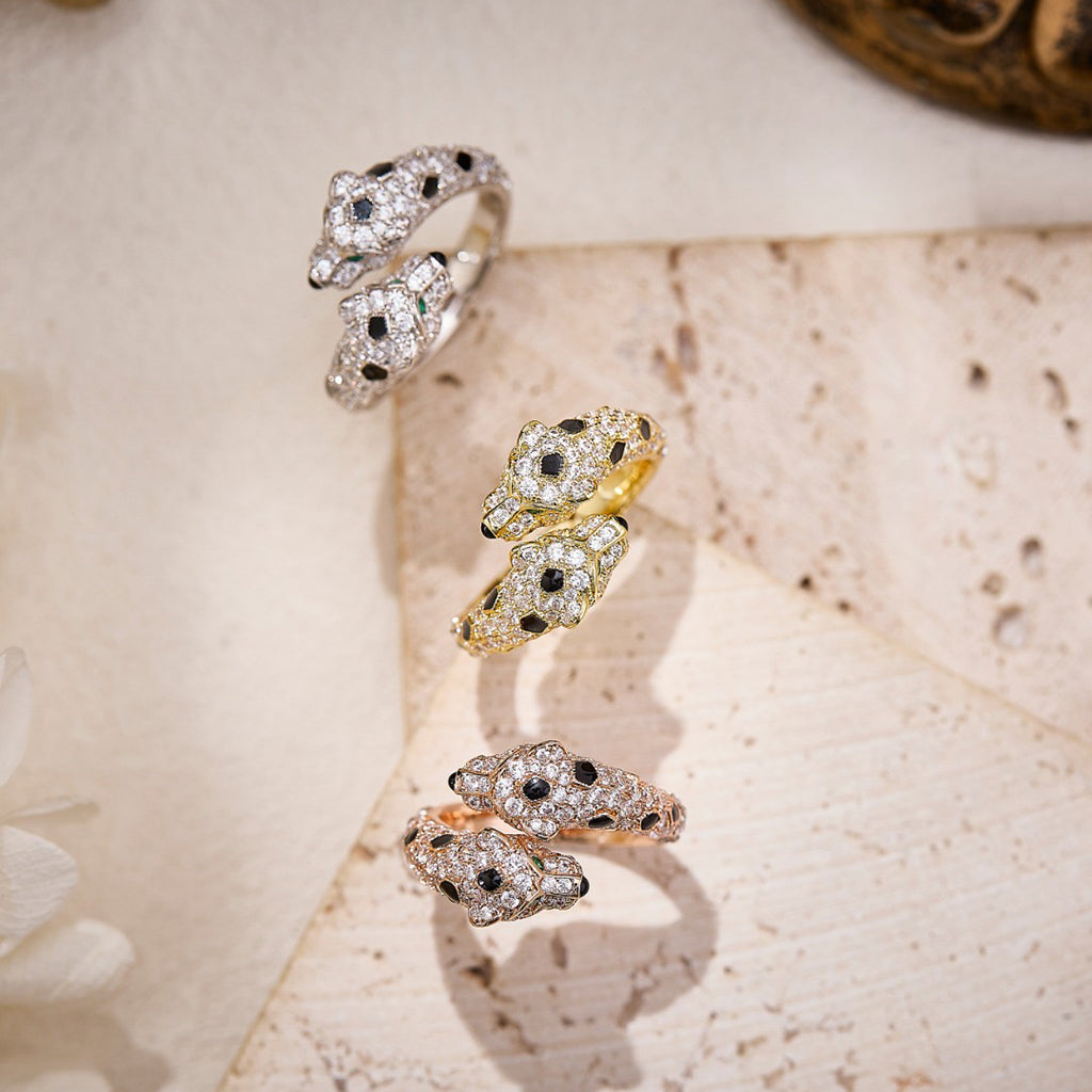 [LORA] PANTHERE DOUBLE HEADED FULL DIAMOND  RING