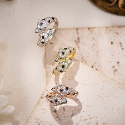 [LORA] PANTHERE DOUBLE HEADED FULL DIAMOND  RING