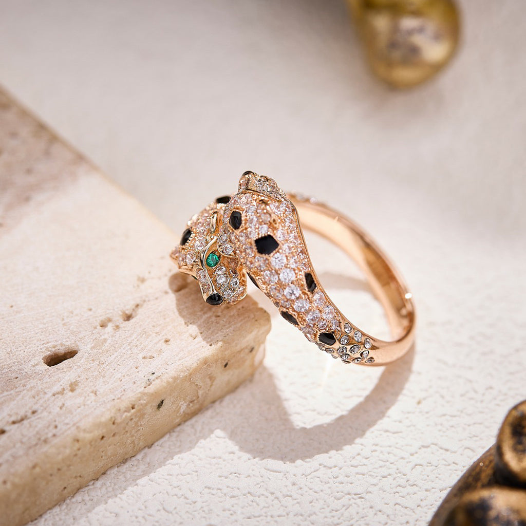 [LORA] PANTHERE DOUBLE HEADED FULL DIAMOND  RING