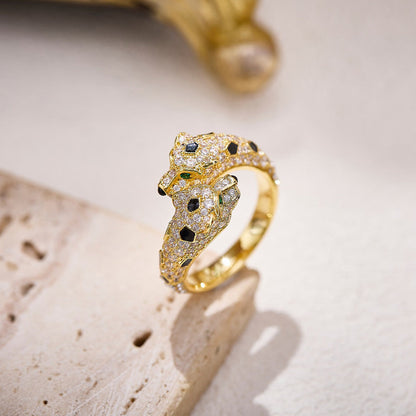 [LORA] PANTHERE DOUBLE HEADED FULL DIAMOND  RING