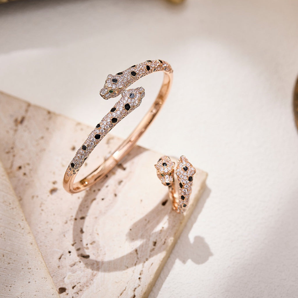 [LORA] PANTHERE DOUBLE HEADED FULL DIAMOND  RING
