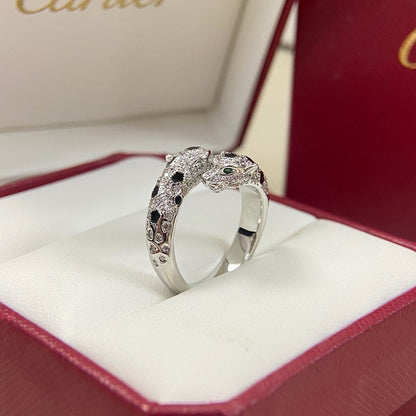 [LORA] PANTHERE DOUBLE HEADED FULL DIAMOND  RING