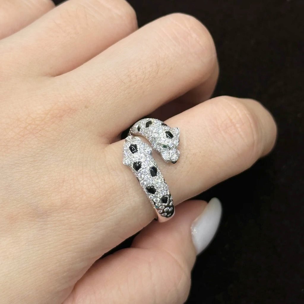 [LORA] PANTHERE DOUBLE HEADED FULL DIAMOND  RING