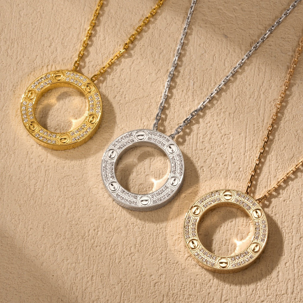 [LORA] LOVE NECKLACE 16MM  FULL DIAMOND