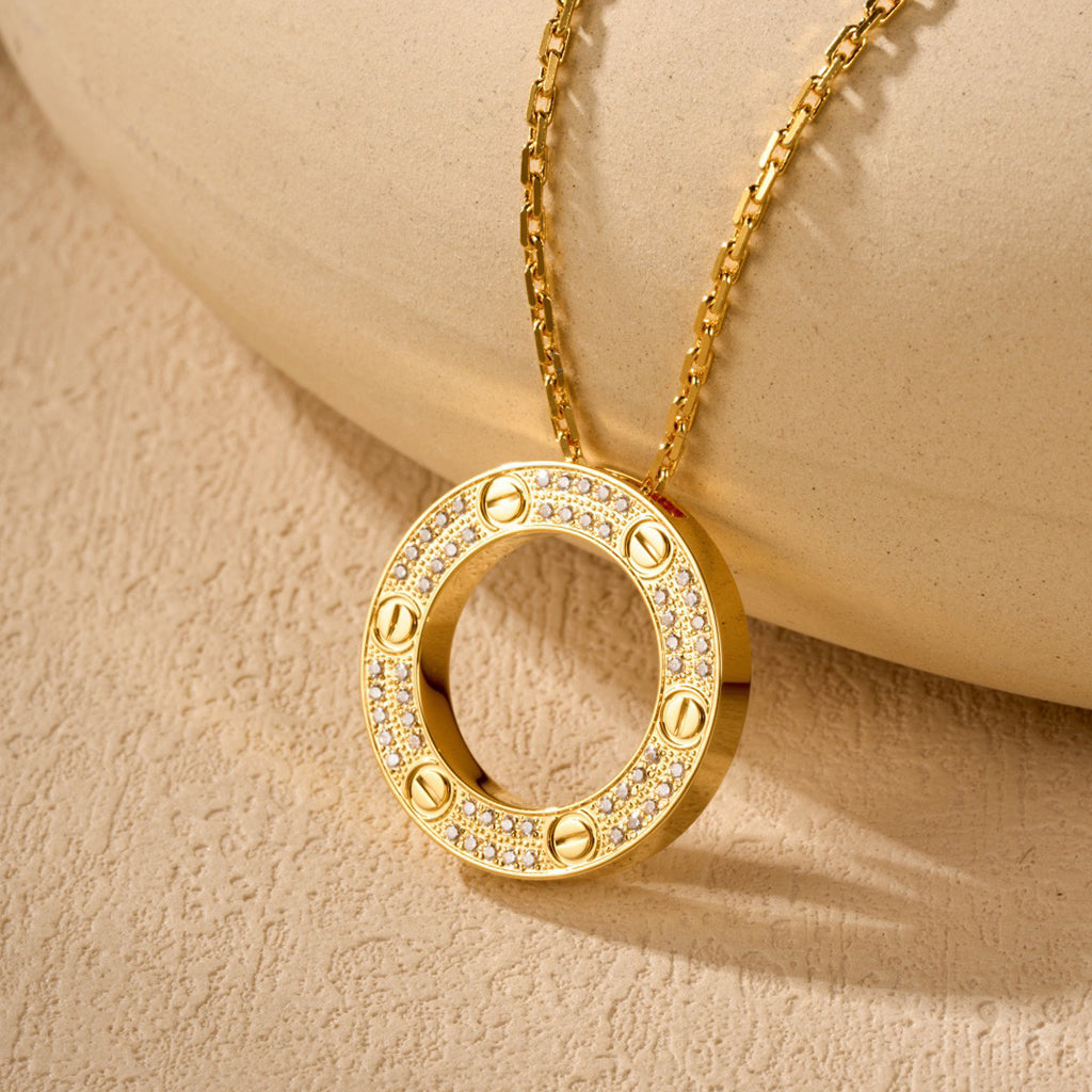 [LORA] LOVE NECKLACE 16MM  FULL DIAMOND