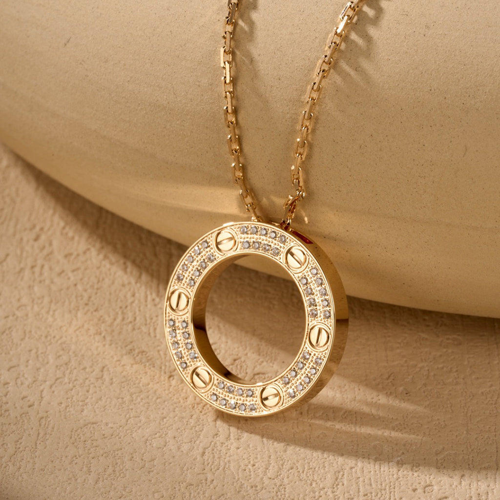 [LORA] LOVE NECKLACE 16MM  FULL DIAMOND