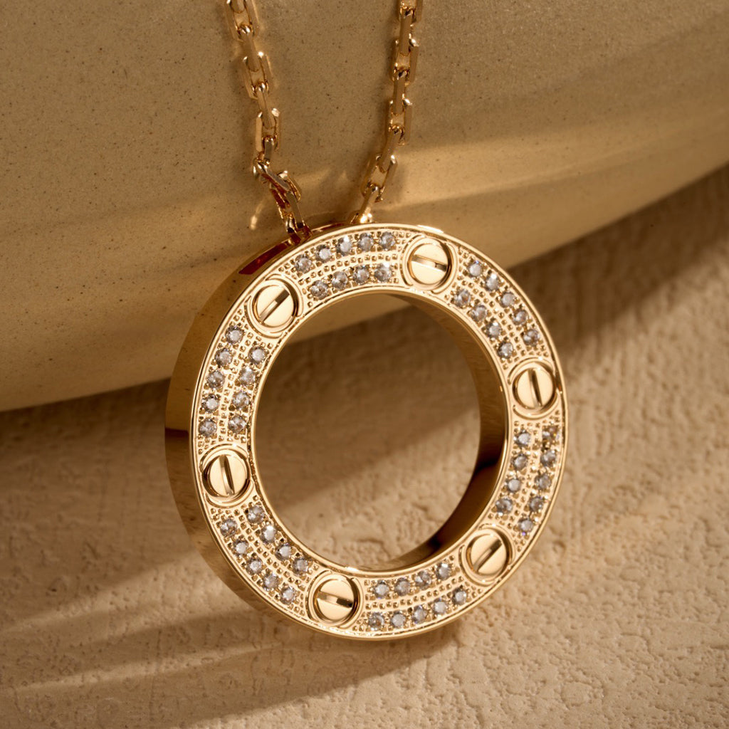 [LORA] LOVE NECKLACE 16MM  FULL DIAMOND