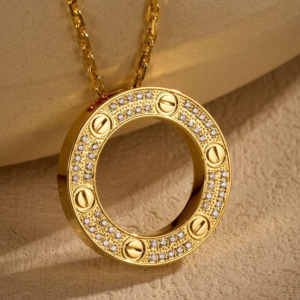 [LORA] LOVE NECKLACE 16MM  FULL DIAMOND