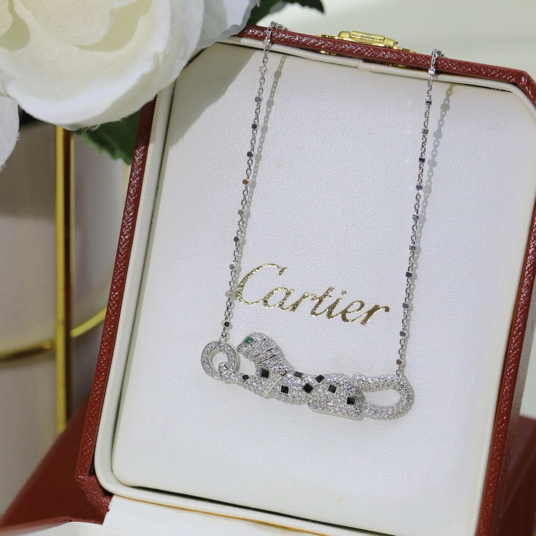 [LORA] PANTHERE PAVED DIAMOND NECKLACE