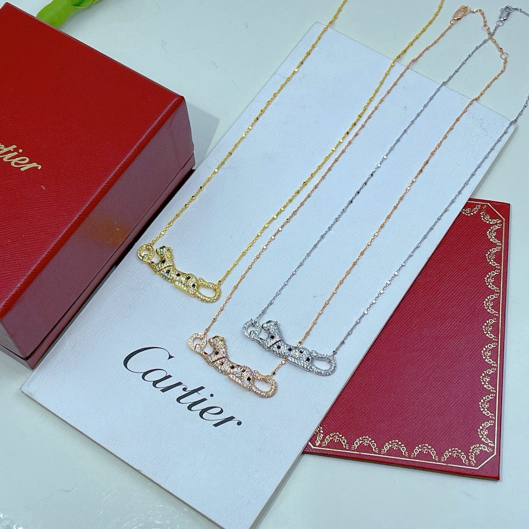 [LORA] PANTHERE PAVED DIAMOND NECKLACE
