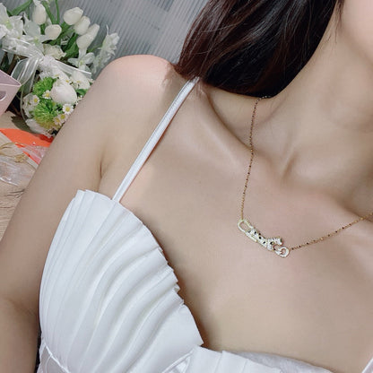 [LORA] PANTHERE PAVED DIAMOND NECKLACE