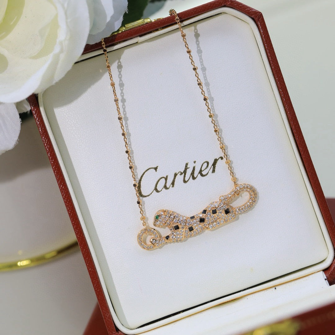 [LORA] PANTHERE PAVED DIAMOND NECKLACE