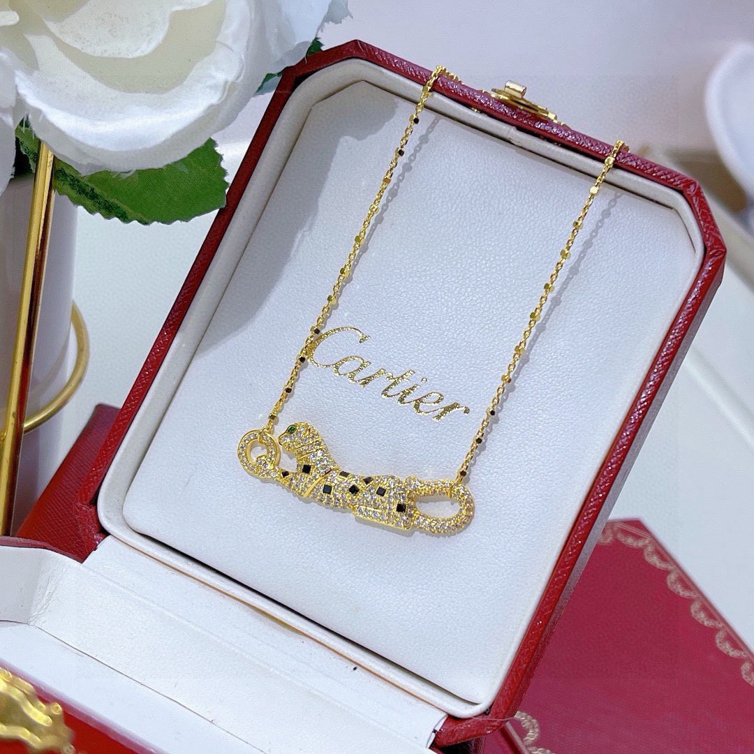 [LORA] PANTHERE PAVED DIAMOND NECKLACE