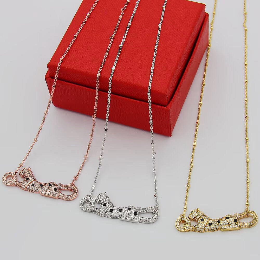 [LORA] PANTHERE PAVED DIAMOND NECKLACE