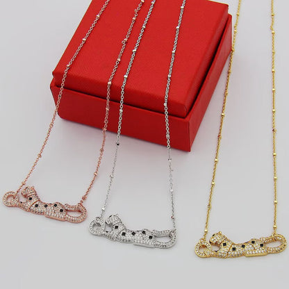 [LORA] PANTHERE PAVED DIAMOND NECKLACE