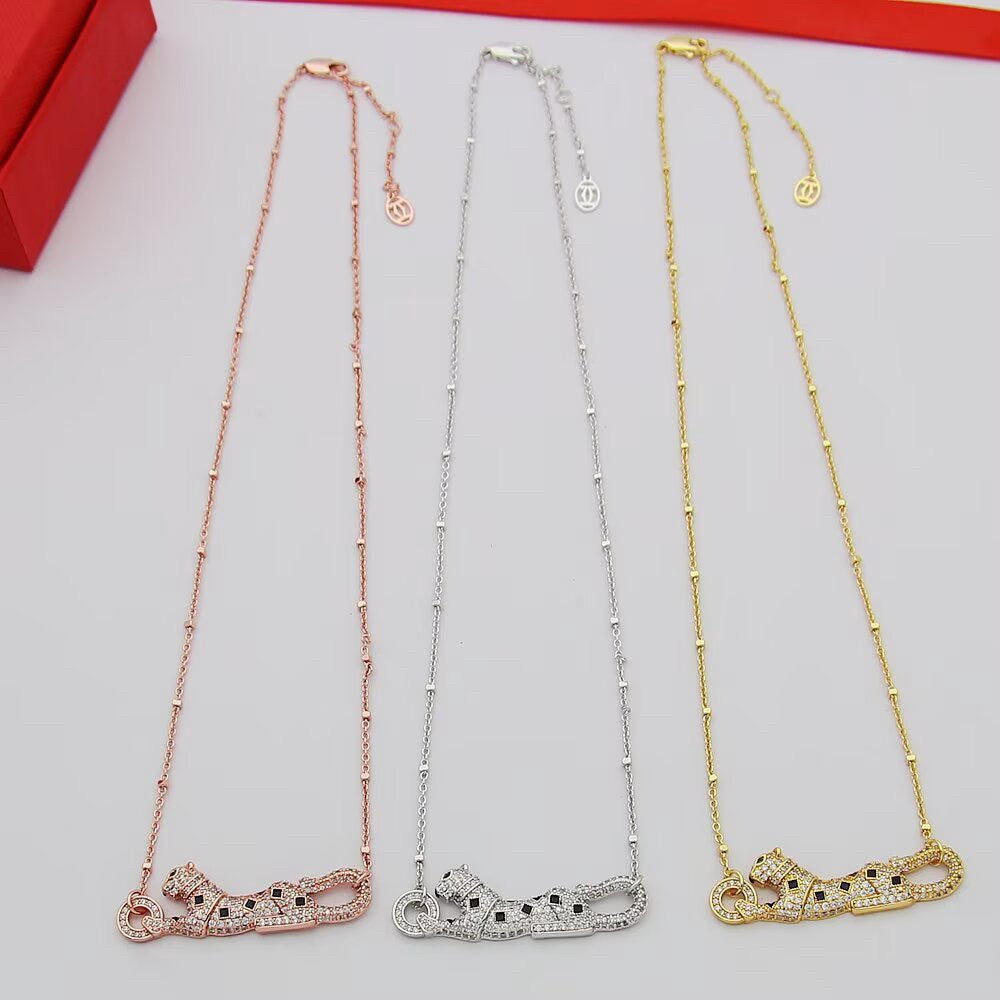 [LORA] PANTHERE PAVED DIAMOND NECKLACE