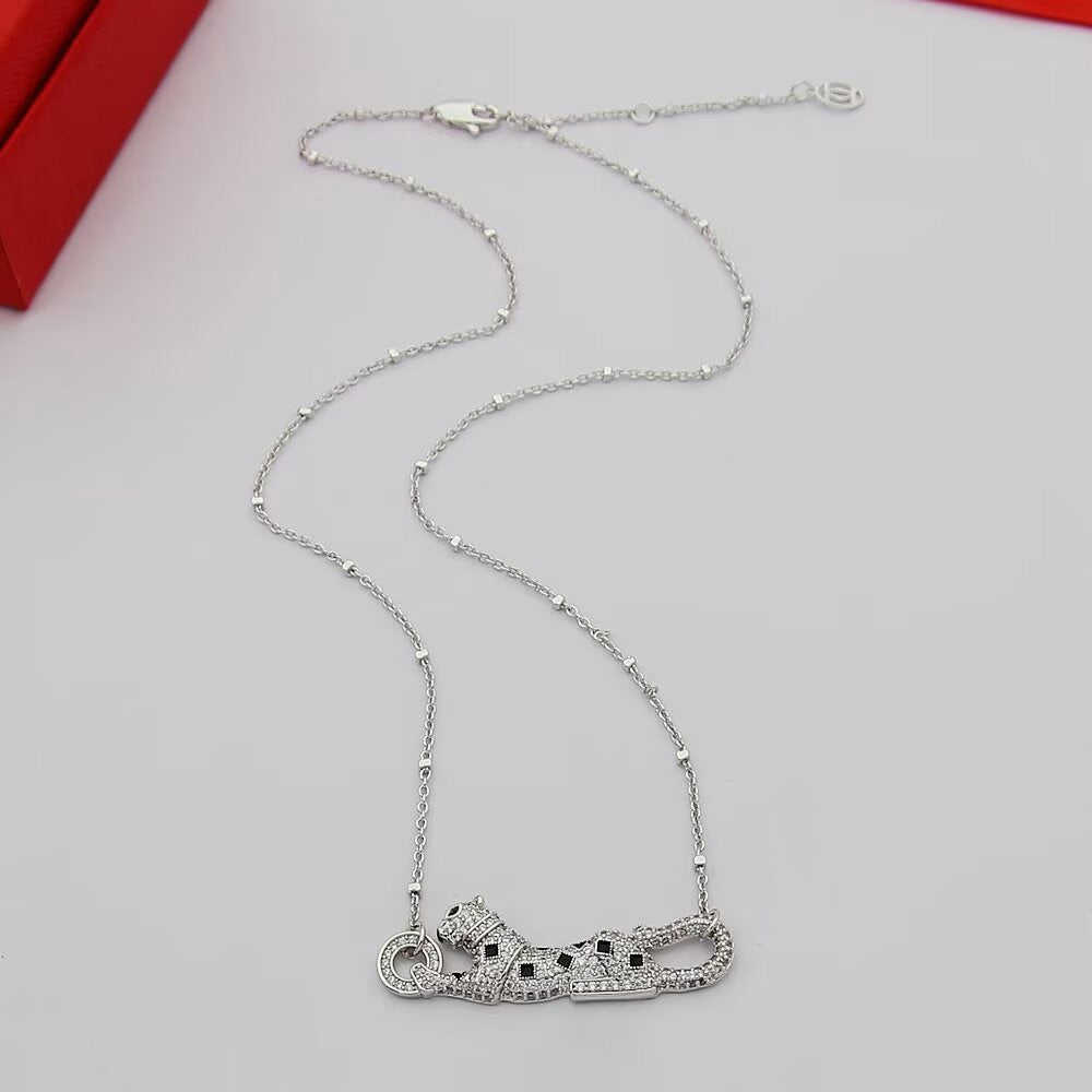 [LORA] PANTHERE PAVED DIAMOND NECKLACE