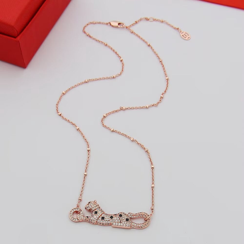 [LORA] PANTHERE PAVED DIAMOND NECKLACE