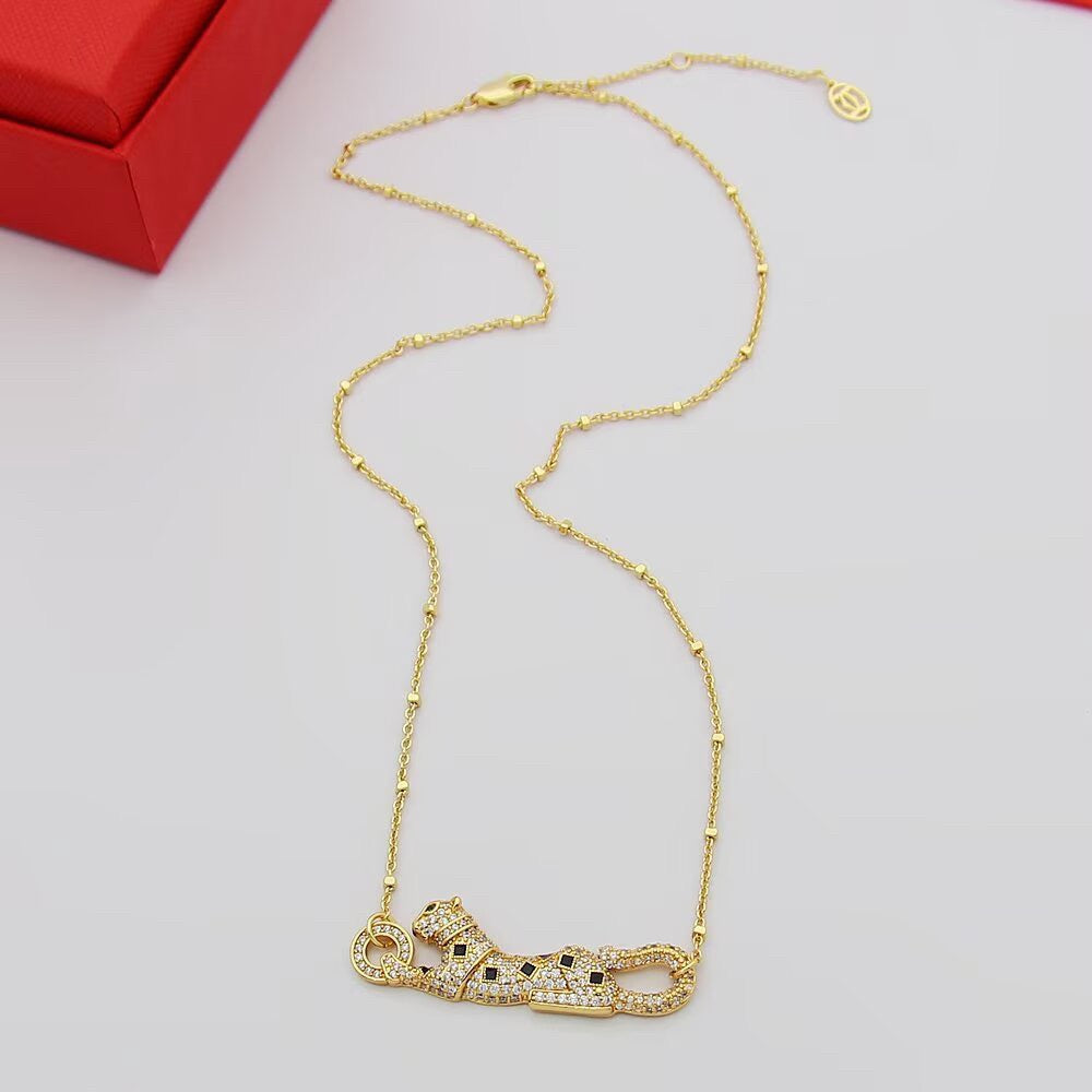 [LORA] PANTHERE PAVED DIAMOND NECKLACE