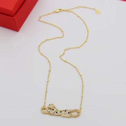 [LORA] PANTHERE PAVED DIAMOND NECKLACE