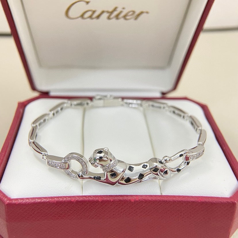 [LORA] PANTHERE HALF DIAMOND ON CHAIN BRACELET