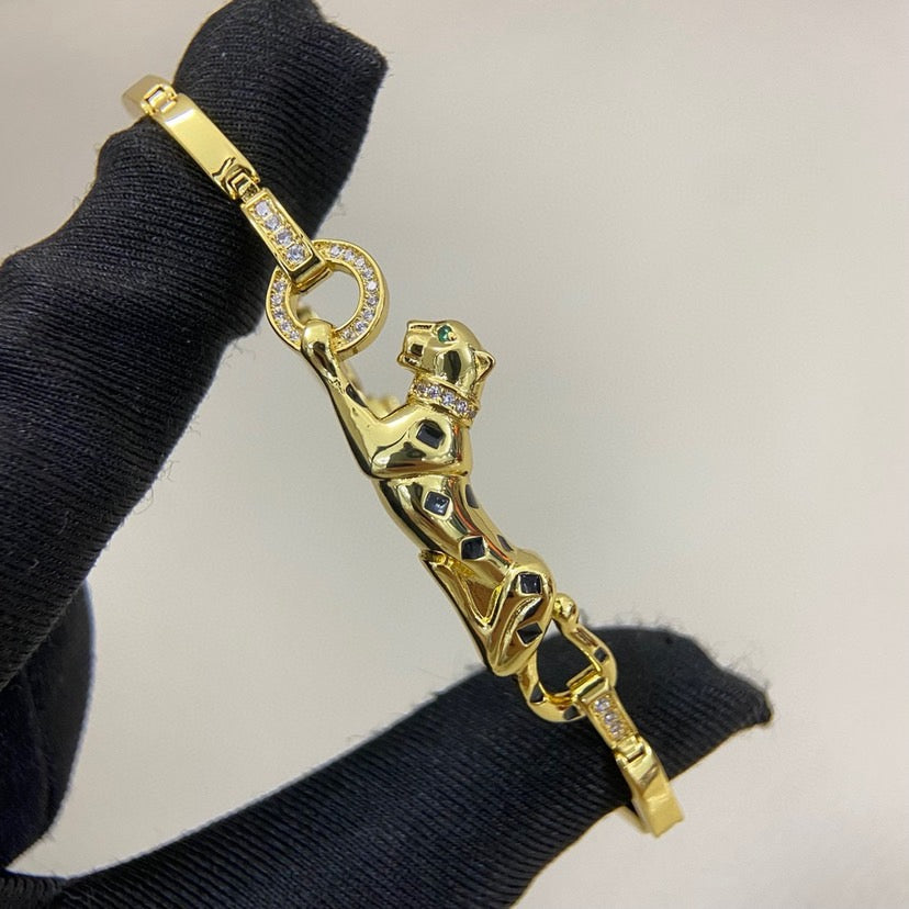 [LORA] PANTHERE HALF DIAMOND ON CHAIN BRACELET