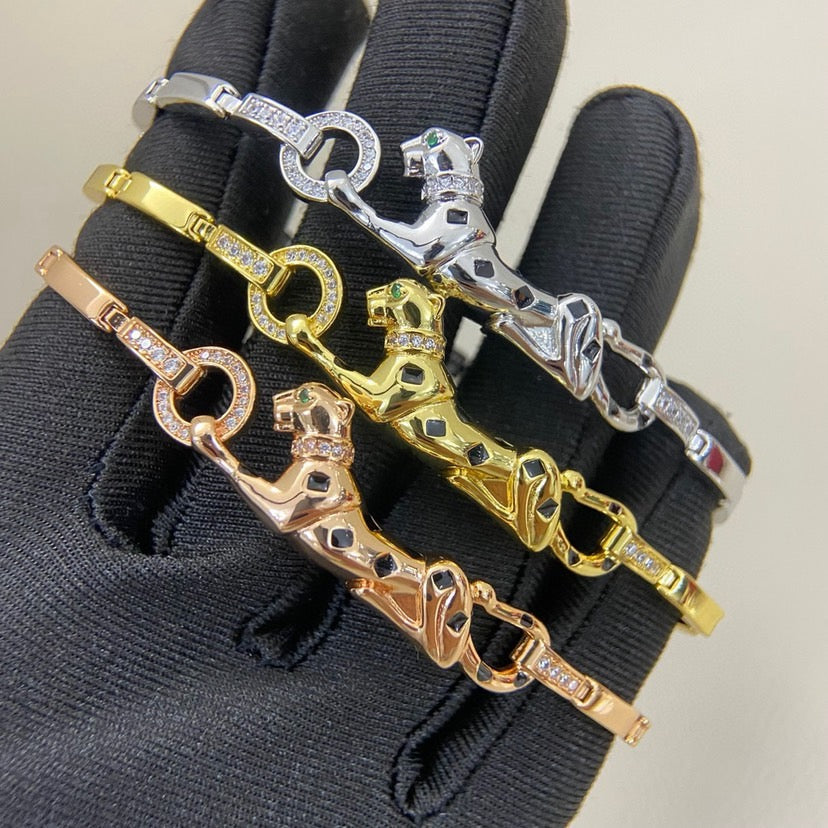 [LORA] PANTHERE HALF DIAMOND ON CHAIN BRACELET