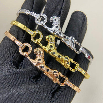[LORA] PANTHERE HALF DIAMOND ON CHAIN BRACELET