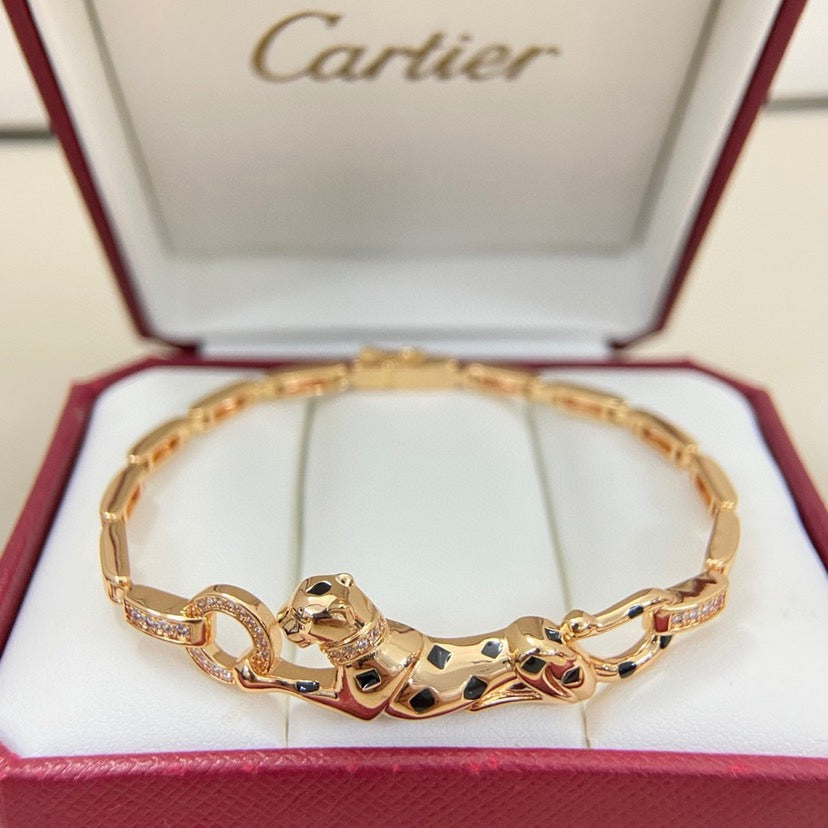 [LORA] PANTHERE HALF DIAMOND ON CHAIN BRACELET