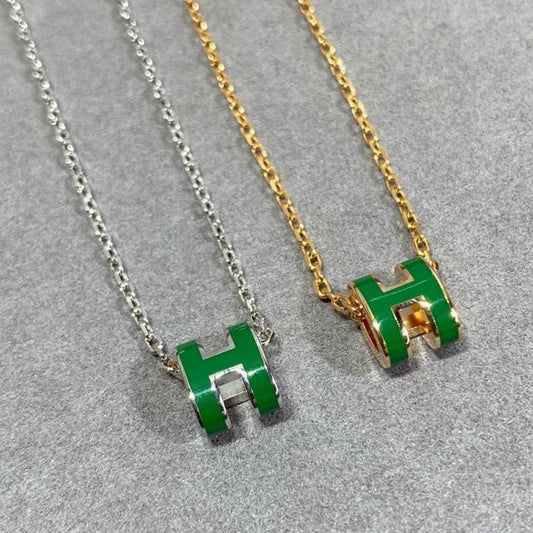 [LORA]POP H GREEN NECKLACE SILVER AND GOLD