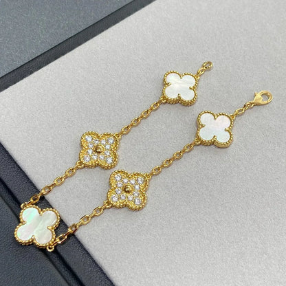 [Lora]CLOVER WHITE PEARL MOP 5 MOTIF BRACELET COLLECTION