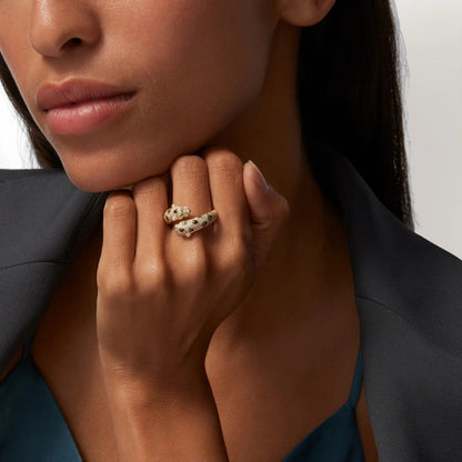 [LORA] PANTHERE DOUBLE HEADED FULL DIAMOND  RING