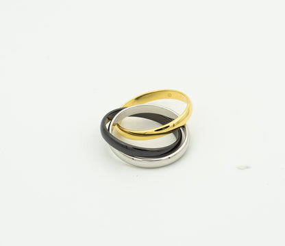 [LORA]TRINITY RING BLACK GOLD SILVER
