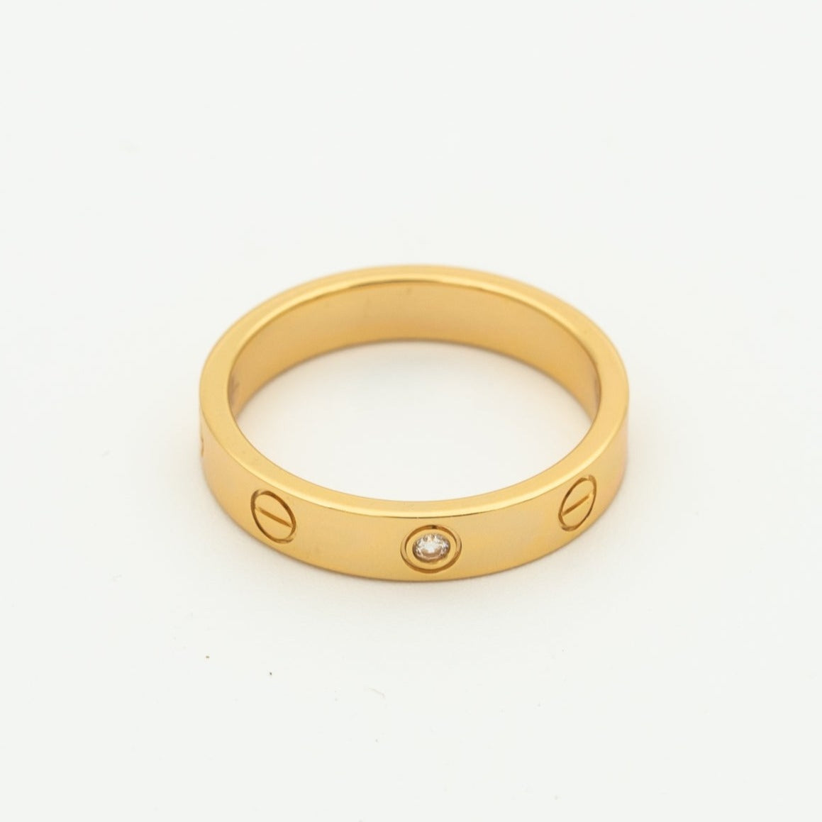 [LORA]LOVE RING 4MM 1 DIAMOND PINK GOLD