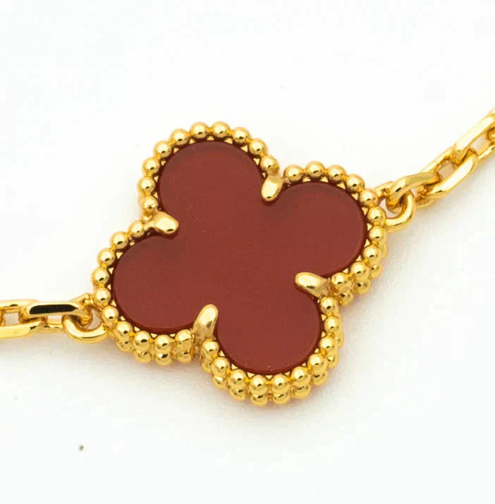 [LORA] CLOVER 5 MOTIF RED CORNELIAN BRACELET COLLECTION