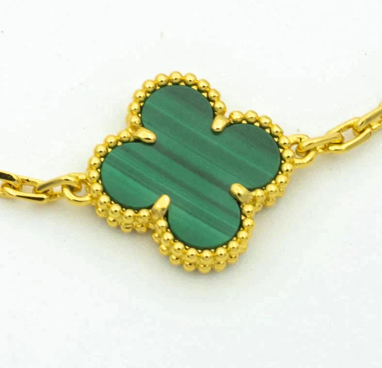 [Lora] CLOVER 5 MOTIF MALACHITE BRACELET COLLECTION