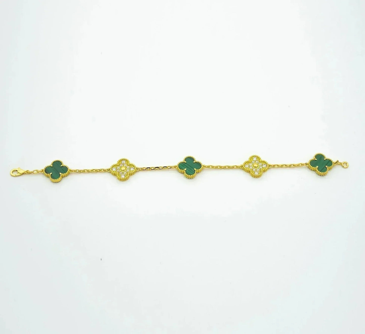 [Lora] CLOVER 5 MOTIF MALACHITE BRACELET COLLECTION