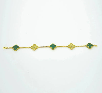 [Lora] CLOVER 5 MOTIF MALACHITE BRACELET COLLECTION