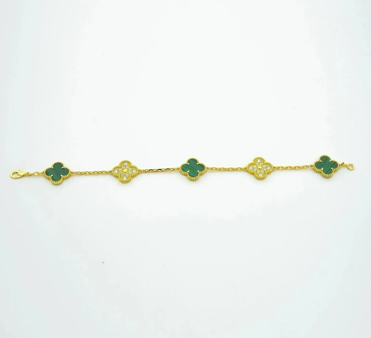[LORA] CLOVER 5 MOTIF MALACHITE BRACELET COLLECTION