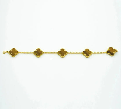 [Lora] CLOVER 5 MOTIFS TIGER EYE BRACELET COLLECTION